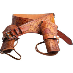 Hulara -Western Pistol Holster 45 Car. 45 AKP. 44/45 Caliber Cowboy Holster for Revolver Full Grain Leather Pistol Holster with Belt for Men Cocoa Brown