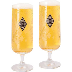 Borussia Mönchengladbach Pilsglas Erfolge Set of 2 | Official Fan Item Foal Shop | 0.25 L | Club Logo & Achievements | High-Quality Glass, transparent