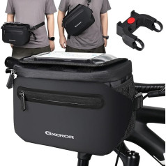 GXCROR Bicycle Handlebar Bag 4.7 L with Quick Release Sturdy Carrier for City and Trekking Waterproof + Mobile Phone Compartment + Drink Holder
