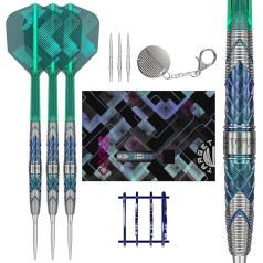 Target Japan Kaze Series Ceros 02 Steel Darts with K-Flex, 21g/23g/25g | 90% Tungsten Barrel Dart Set, K-Flex Flights and Shafts, Storm Swiss Points, LNC Point, Stand and Storage Case