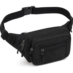 Bum Bag for Men Women Waterproof Belt Bag with 5 Single Compartments Waist Bags for Travel Hiking Dog Walking and Outdoor Activity, black, Unit size