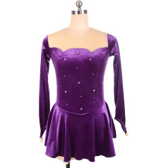YDHTIZ Winter Sports Figure Skating Dress Women Velvet Long Sleeves Girls Gymnastics Jersey Competition Activewear Competition Training Athletic Female