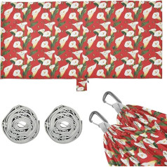 Cartoon Calla Lily Red Flower Outdoor Hammock with Hanging Rope Hanging Hammock for Patio Backyard Lounge Base