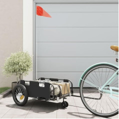Willood Bicycle Trailer Load Trailer Bicycle Transport Trailer Black Oxford Fabric and Iron 123 x 52.5 x 33 cm