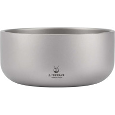 SILVERANT Titanium Double Walled Bowl Oatmeal Rice Soup Yogurt Bowl Ultralight Portable Tableware Outdoor Camping Double-Wall Backcountry Bowl (420ml)