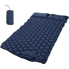 PODSJD Ergonomisches Selbstaufblasendes Campingkissen - Leicht, Wasserdichtes Nylon, Schnelle Fußpumpe, Robust & Faltbar, Komfortable Nackenstütze, Ideal für Outdoor & Reise, Blau