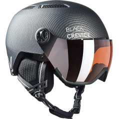 BLACK CREVICE Chamonix Ski Helmet I Ski Helmet with Visor in Pilot Style I Ski Helmet Men & Women I Unisex Snowboard Helmet I Breathable Ski Helmet I Size Adjustable