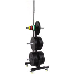 CFF Olympic 2 Bar & Bumper Plate Tree Weight Weight Shelving Unit with Locking Wheels for All Industrial Gym or Gym Training