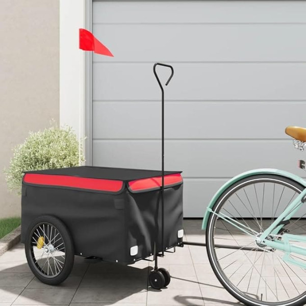 ShGaxin Bicycle Trailer Black and Red 30 kg Iron, Bicycle Trailer, Load Trailer, Hand Trolley, Bicycle Load Trailer, Cargo Bike - 94097