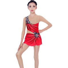 Rinkhockey Rhythmische Gymnastik-Mädchen-Frauen-glänzende Strass-Trikots, Langärmelig, Atmungsaktiv, Handgefertigt, Bequeme Sportbekleidung