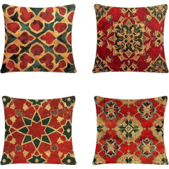 4 Stück Outdoor-Kissen, 50 x 50 cm, Samt, doppelseitig, Bohemian-Druck, perfekt für Garten, Terrasse, Camping, Balkon, Auto-Dekoration, stilvoller Komfort für das Leben im Freien