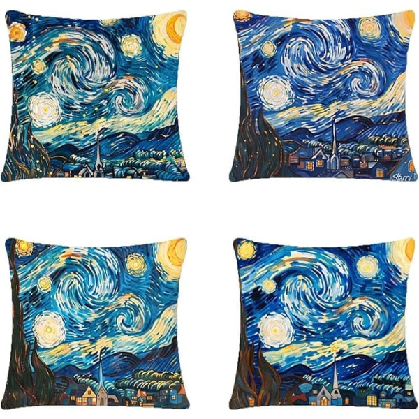 Jy165 Outdoor-Kissen, 75 x 75 cm, Leinenstoff, doppelseitig, Sternenhimmel-Druck, perfekt für Balkon, Garten, Terrasse, Camping, Auto, Dekoration, 4 Stück