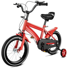 MccoMMon 14 Inch Children's Bicycle from 4 Years, Boys and Girls Bicycle, with Trainer Wheels, Backpedal Brakes, Height-Adjustable Trainer Bike, Additional Bikes, Double Brake System