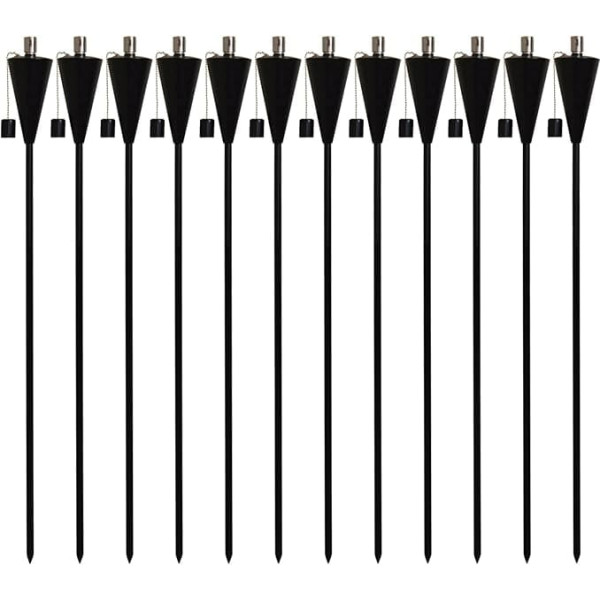 Patio Fire Bowl Lamp Oil/Paraffin Black Lantern – 146 cm – Triangles x12