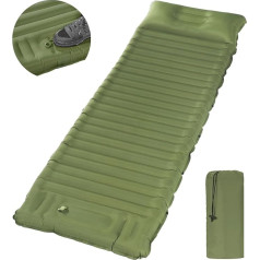 Chasyatzi Camping Pads for Sleeping, Ultralight Inflatable Mattress Camping with Integrated Cushion Foot Pump Foldable Sleeping Mat Camping Tent Backpacking Hiking Travel Army Green