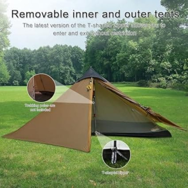 3F UL Gear Lanshan Ultralight Tent for Camping, Tent 1 Person or 2 Person 3/4 Seasons Waterproof Professional Hiking Tent 15D Professional Camping Tent