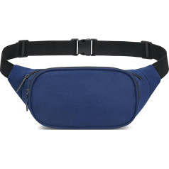 Bum Bag Belt Bag Men Women Sports Waist Bag Waterproof Belt Bag with 3 Individual Compartments for Outdoor Travel Sports Hiking Jogging Fitness, navy, Sporty