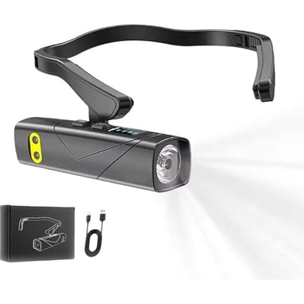 Outdoor Hiking Ultra Bright Headlights, Ear-Mounted Headlight with Motion Sensor, LED Headlamp, Rechargeable, Super Bright Lumens, Dimmable with 5 Light Modes, Waterproof Headlamp on the Ear for