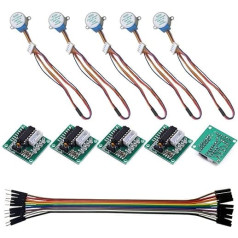 Stepper Motor, 5 Sets 28BYJ-48 ULN2003 5V Stepper Motor+ULN2003 Driver Board, 10-Pin Dupont Wire FM-AM, Stepper Motor