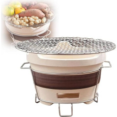 PNAJFUEL Tragbarer Holzkohlegrill – Kleiner Belüfteter Tonofen Für Camping, Grillen Und Hauspartys