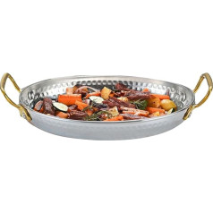 Edelstahl-Pfanne, ovale Edelstahlplatte, Küchenkochgeschirr mit Doppelgriffen, unbeschichtet, Kochtopf für Zuhause, Familie, Anfänger, Kochen, Essen, Outdoor-Veranstaltungen, Restaurants,