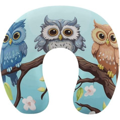 TKJMCSW Owls on a Branch Travel Pillow Memory Foam Neck Pillow Aeroplane Pillow for Sleeping U-shaped Neck Pillow for Neck and Headrest