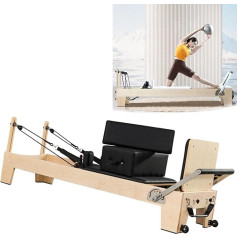 Pilates-Reformer Aus Holz, Pilates-Reformer Aus Ahorn, Multi-Speed-Einstellkraft Der Klavierseidenfeder, 25 Mm Hoher Elastischer Schwamm, Leises Design, Einfach Zu Verstauen / Zu Bewegen Für Das Train