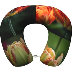 YYKSRNBD Reisekissen mit Tulpen im Garten, Nackenstütze, gemütlich, Memory-Schaum, Nackenkissen, Kopfstütze, weiches Kissen für Flugzeuge, Autos, Zuhause, Büro