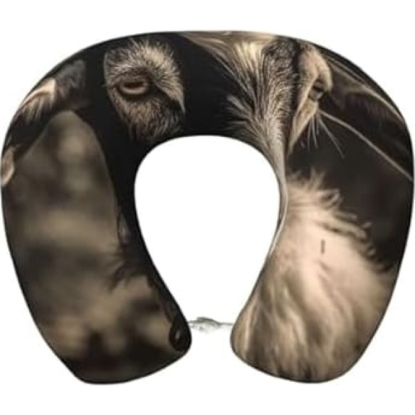 YYKSRNBD Reisekissen mit Ziegenmotiv, gemütliches Memory-Schaum, Nackenkissen, Kopfstütze, weiches Kissen für Flugzeuge, Autos, Zuhause, Büro, Schwarz und Weiß