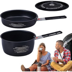 Ahuuen Camping and Pan - Camping Pans for Cooking - Removable Handle Foldable Pans for Family Trips Hiking Hunting Beach Picnic