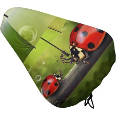Lustiger Ladybug Fahrradsitzbezug für Männer und Frauen, wasserabweisend, Heimtrainer-Sitzkissen, verstellbarer Fahrradsitz für Outdoor-Radfahren