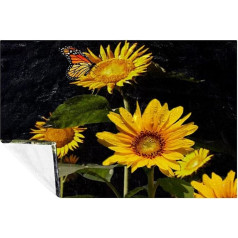 VAPOKF Decke mit Sonnenblumen-Motiv, weich, warm, gemütlich, Überwurf für Bett, Couch, Sofa, Picknick, Camping, Strand, 150 x 100 cm