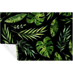 BestIdeas Weiche warme und gemütliche Decke mit tropischen schwarzen Blättern, Überwurf für Bett, Couch, Sofa, Picknick, Camping, Strand, 150 x 100 cm