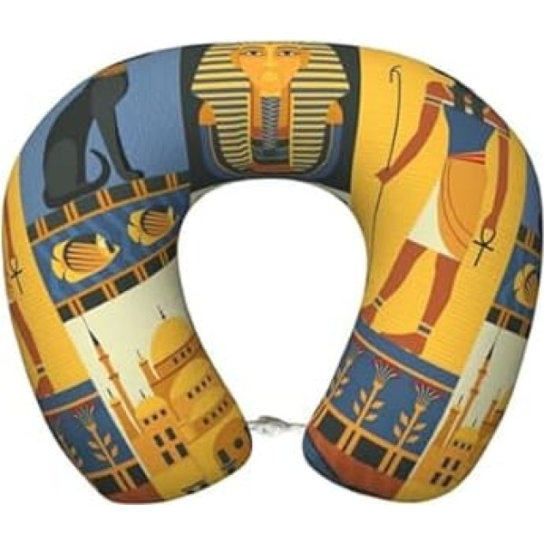BREAUX Reisekissen aus der Antike Ägypten Stammesreihe Druck-Reisekissen, Memory-Schaum-Reisekissen zur Linderung von Nackenschmerzen, volle Unterstützung Nackenkissen