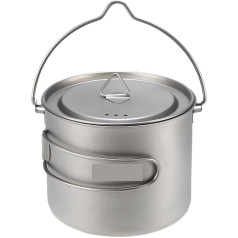 900 ml/1600 ml Titanium Pot Portable Ultralight Hanging Pot with Lid and Folding Handle for Outdoor Camping Backpacking (Color : 900ml Pot)