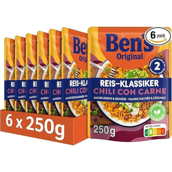 BEN'S ORIGINAL™ Ready Meal Chili con Carne with Minced Meat and Vegetables 6 x 250 g