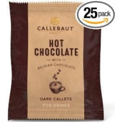 Callebaut Hot Chocolate Dark Callets, Dark Chocolate for Mixing in Milk, 53.8% Cocoa, 25 x 35 g in Dispenser