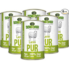 Schecker Wet Food - 100% Pure Lamb - Grain-Free - Gluten Free - 6 x 410 g - Hypoallergenic - Only 6.4% Fat