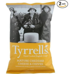 Tyrrells Hand Cooked English Crisps - Mature Cheddar & Chives (150g) - Pack of 2
