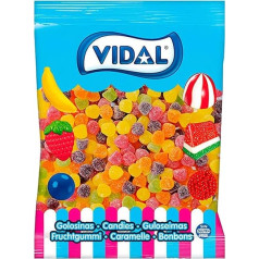 Vidal Süßigkeiten, Zuckermandeln, Gummikaramell, verschiedene Farben und Zuckerbeschichtung, Mischung aus Fruchten, 1 kg Beutel