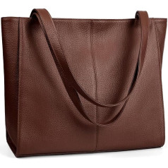 befen Genuine Leather Handbag Women's Large Shopper Bag with 14 Inch Laptop Compartment, Fashion Leather Tote Bag School Work Leisure Handbag with Zip