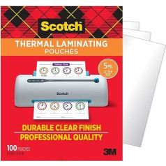 Scotch TP5854-100 Pack of 100 Transparent Plastic Thermal Laminating Pockets (0.127 x 226.1 x 292.1mm)