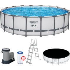 Bestway Steel Pro MAX Frame Pool Complete Set with Filter Pump Diameter 549 x 132 cm Light Grey Round