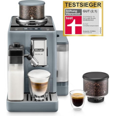 De'Longhi Rivelia EXAM440.55.G Fully Automatic Coffee Machine, LatteCrema Milk System, Interchangeable Bean Container, 16 Coffee/Milk Drinks, Extra Shot Function, 3.5 Inch Touch Display, Grey