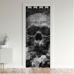 Homewish Door Curtain Skull for Privacy Opaque Curtain Halloween Closet Door Curtain Gothic Smoke Skull Skeleton Partition Curtain 52x80 Inch