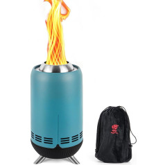 XL Table Fire Pit, Outdoor Blue Mini Fire Pit for City and Suburbs, Stainless Steel Secondary Burning, Camping Stove, Low Smoke with Pellets, Fired with Travel Bag, 30.6 x 16.3 cm