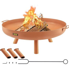 VEVOR Fire Bowl 77 cm Diameter, 15 cm Depth Fire Basket 28 cm Height Carbon Steel Fire Bowl, Garden Fire Basket Fire Pit with for Support Legs BBQ, Heating, Patio, Campfire