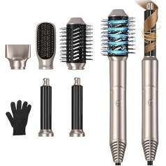 Hairstyler 5-in-1, UKLISS Hair Dryer & Hair Styler Set with Hair Dryer Brush, Hot Air Curling Iron, Automatic Hair Straightener Brushes, Hot Air Brush, Multistyler Gift Set for All Hair Styling - Gold