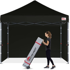 Mastercanopy 3 x 3 m Pop Up Gazebo Folding Gazebo Marquee Party Tent with 4 Side Walls/Side Panels for Market, Garden, Yard, Black