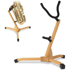 STRICH Wooden Saxophone Stand for Alto & Tenor Saxophone - Beech Wood Floor Stand with Non-Slip Padding, Beech Colour SSS-10